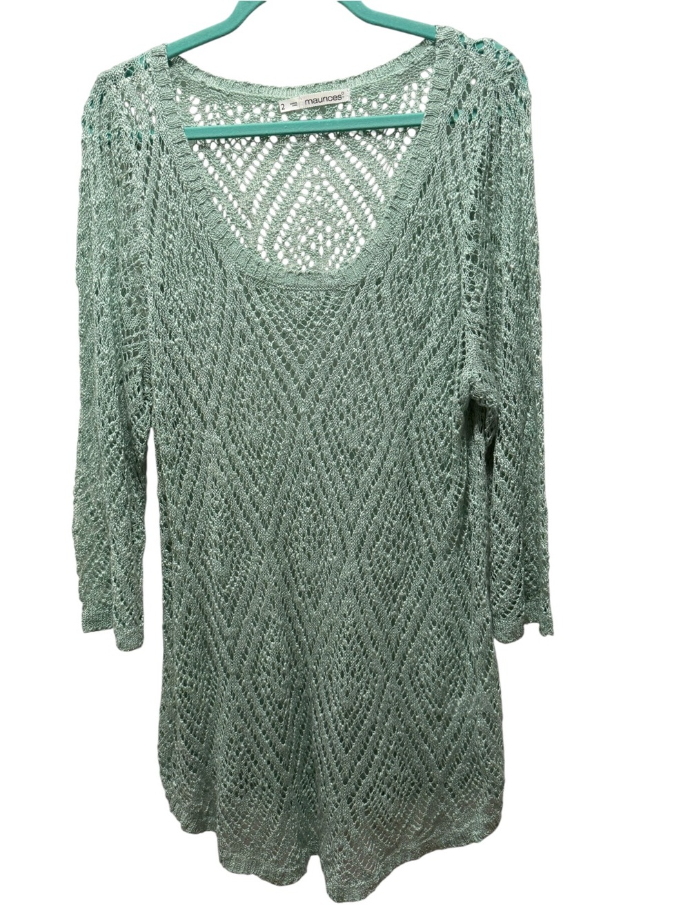 Maurices Seafoam Green Open-Knit Scoop Neck Sweater